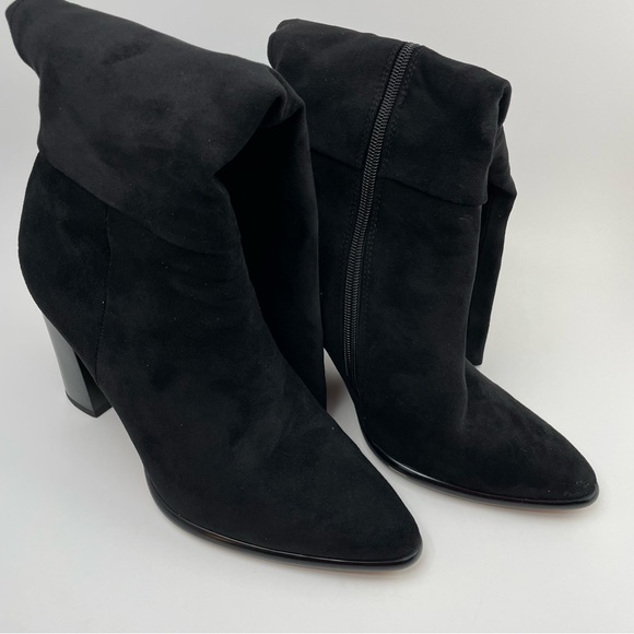 Knee High Boots Women Black Pointed Toe Chunky Heel Boots Side Zipper - Sz 8 - Picture 5 of 12